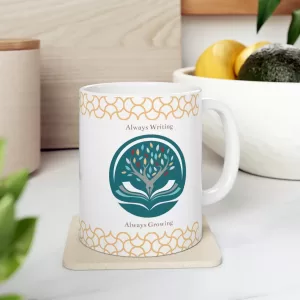 "Always Writing, Always Growing" White Mug